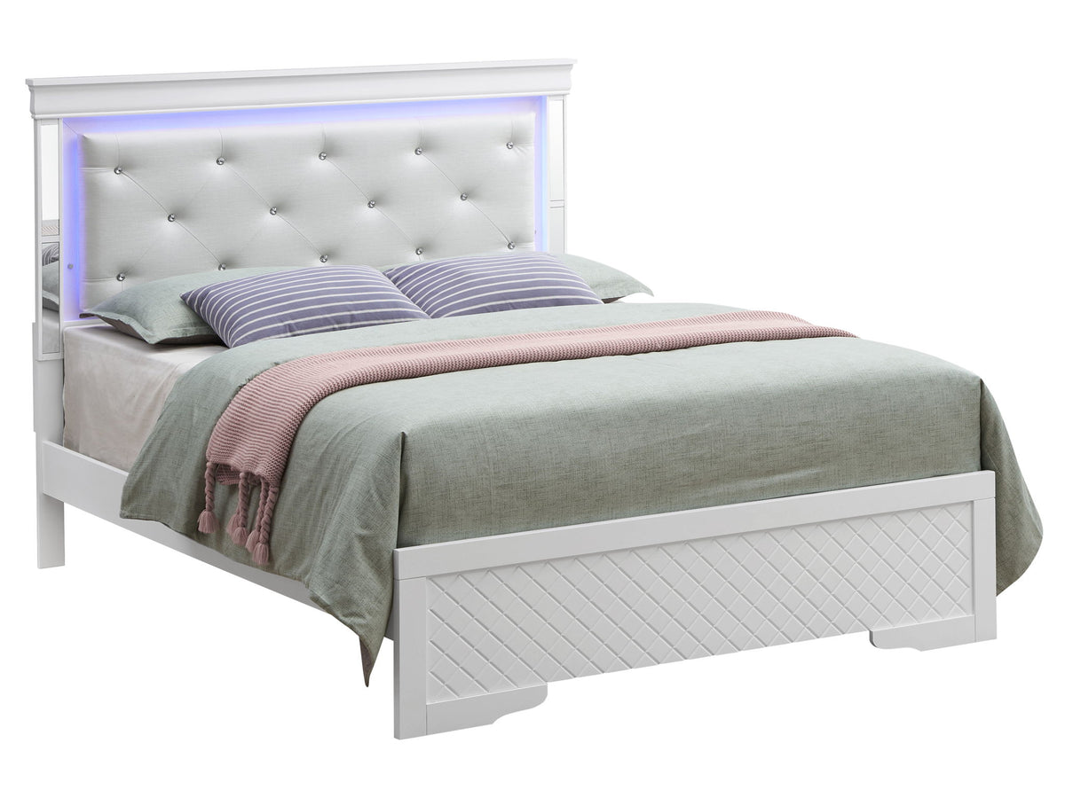 Bed With LED Light Accents Headboard