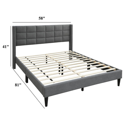Full Size Bed Upholstered Box Headboard - Gray