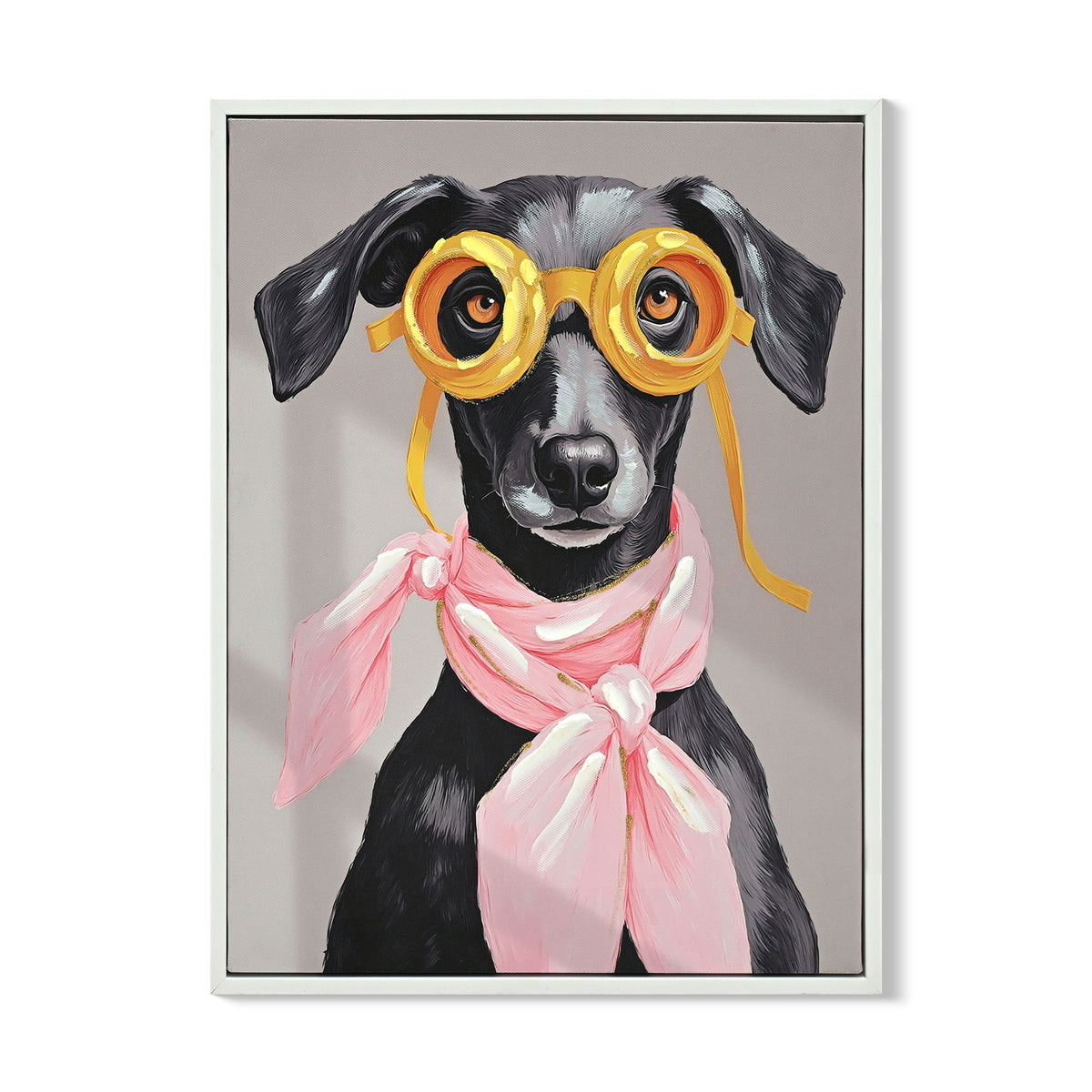 Vacation Day Puppy Wall Decor, Graphic Art Print On Wrapped Canvas - Pink / Black