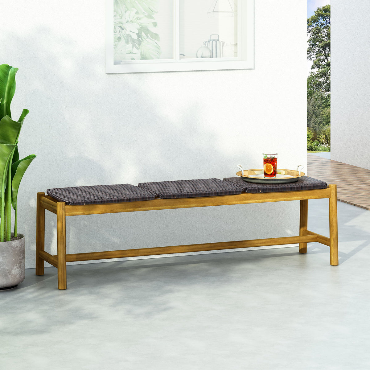 Cambria - Rustic 3 Seater Bench - Teak