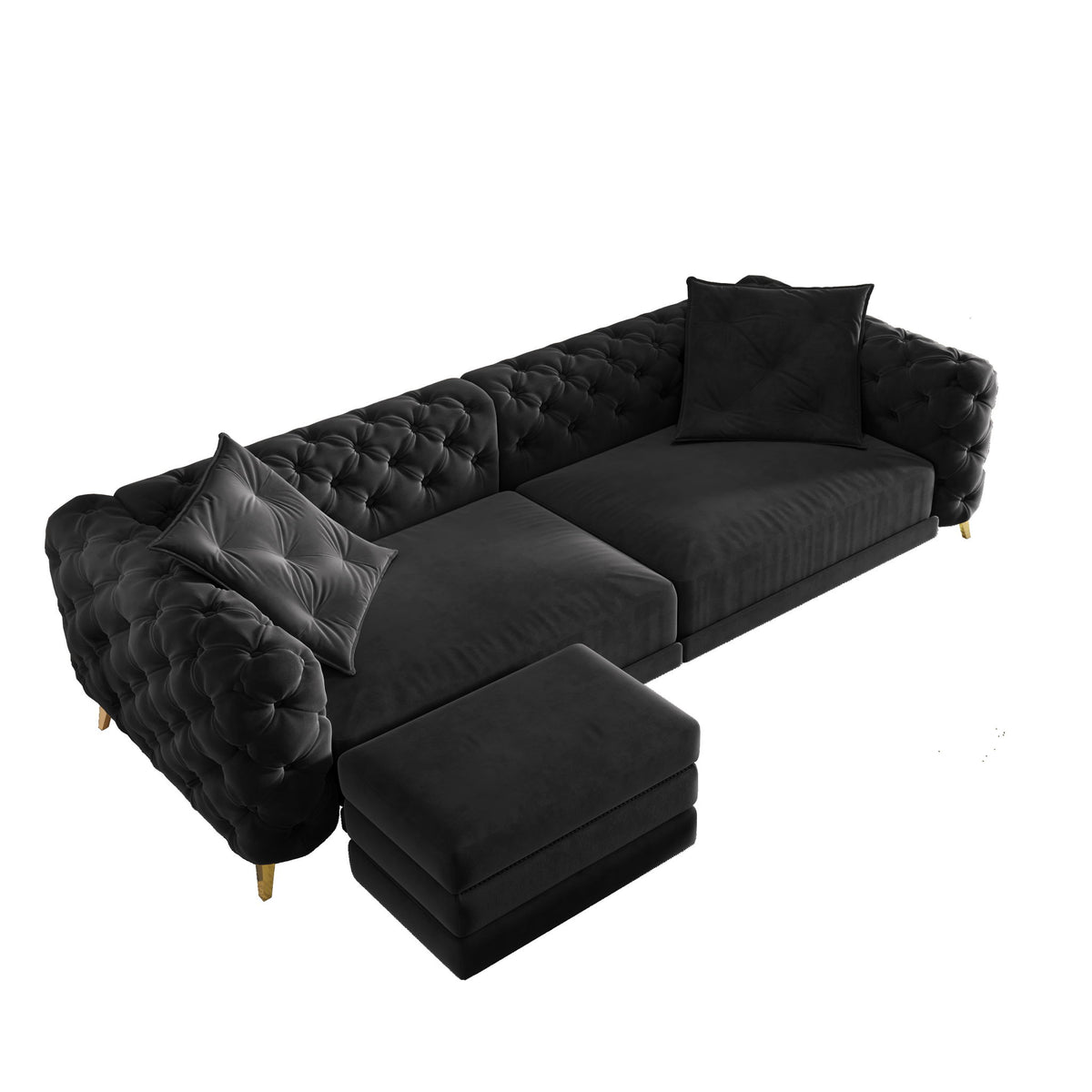 3 In 1 Convertible Sleeper, Deep Seat Pull Out Sofa Bed, Button Tufted