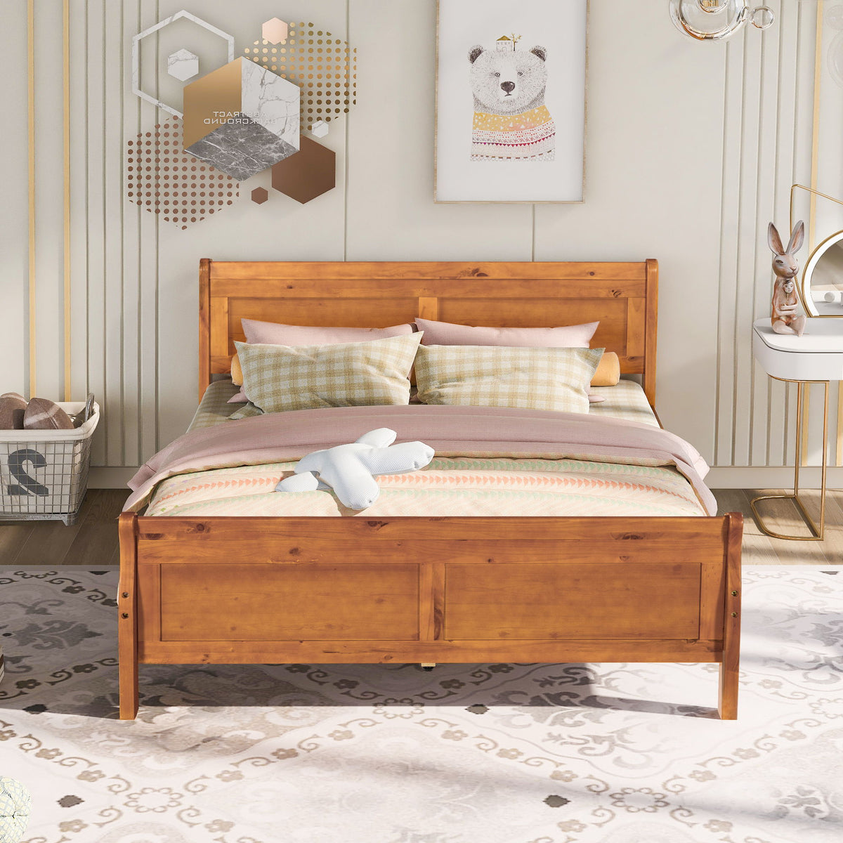 Platform Bed Frame Mattress Foundation Sleigh Bed With Headboard / Footboard / Wood Slat Suppor