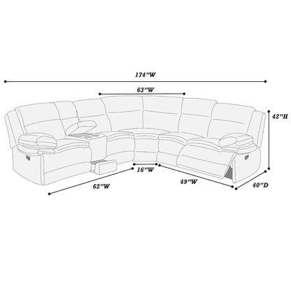 U-Shaped Sectional Sofa With Console Cup Holder, Storage Drawer, Manual Reclining