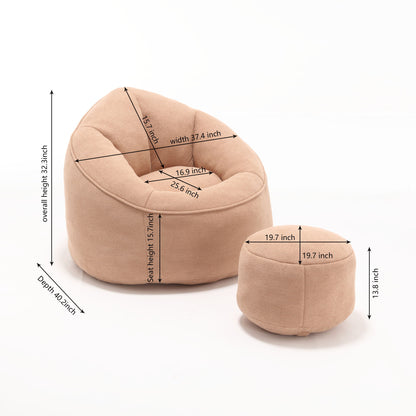 Bedding Bean Bag Sofa Chair High Pressure Foam With Footrest