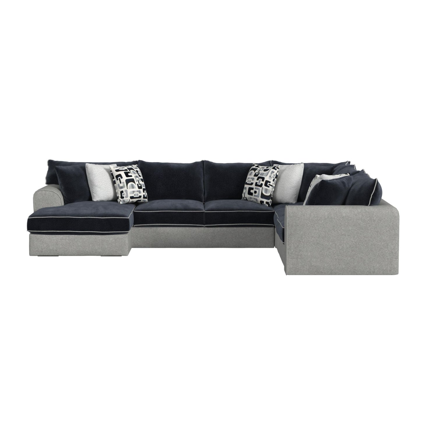 Klein - LHF Armless Return Sofa With 3 Pillows - Bentley Ash / Zaftig Ebony