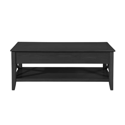 Decatur - Farmhouse Lift Top Coffee Table With Storage - Black / Ash