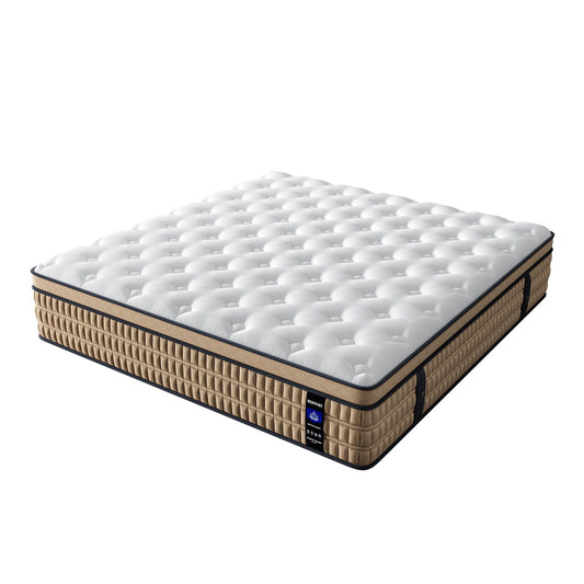 14" Mattress Hotel Collection Hybrid Mattress With Gel Memory Foam & Pocket Springs - Brown / White - King