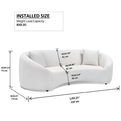 Curved 3 Seater Sofa For Living Room - White