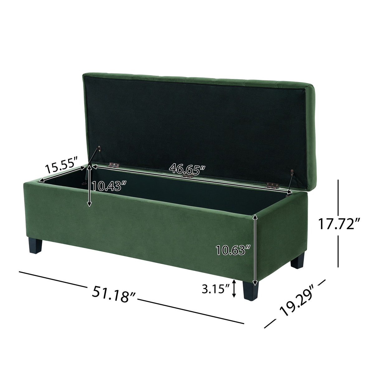 Upholstered Storage Ottoman Bench, Foot Rest For Bedroom