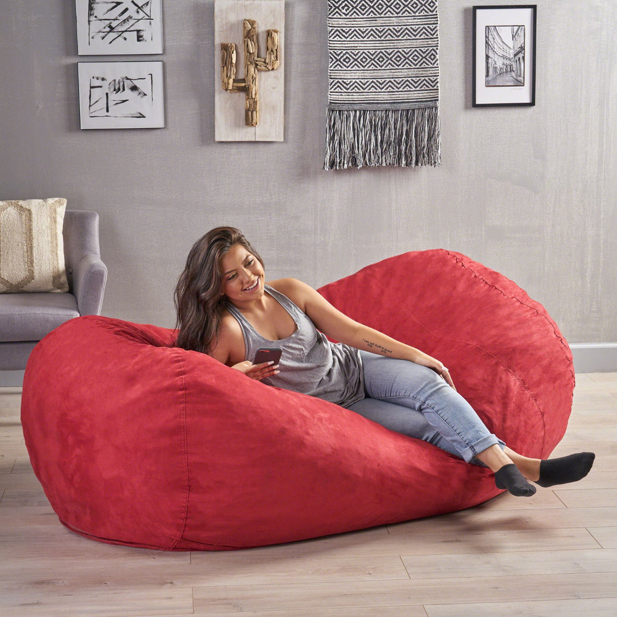 Jasper - Traditional Cylindrical Suede Bean Bag
