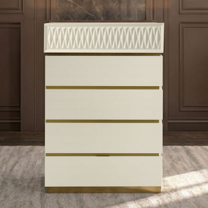 Stanley - 5 Drawer Chest With Crocodile Texture - Gray