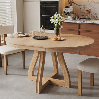 Round Extendable Dining Tabl, Middle Leaf, Curved Legs