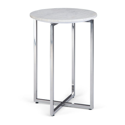 Marsden - Side Table With Polished Base - White / Silver