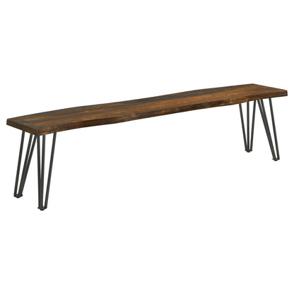 Neve - Sheesham Live Edge Dining Bench With Hairpin Legs - Gray