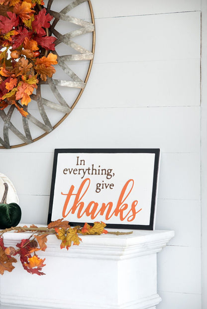 Thanks Wall Sign, Wall Art Decor For Harvest Festival Fall Festival & Thanksgiving Table Decorations (Set of 2) - Black / Orange / White