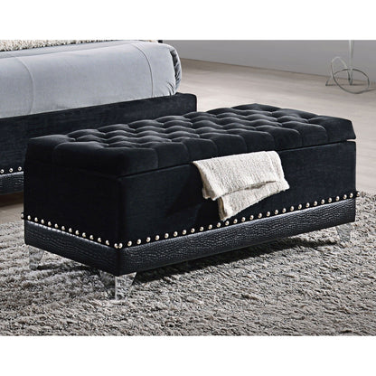 Tufted Trunk With Nailhead Trim Storage Solution - Black