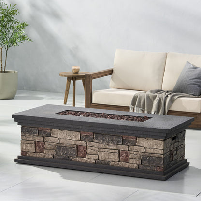 Contemporary Rectangle Fire Pit 50, 000 Btu Magnesium Oxide - Stone Gray