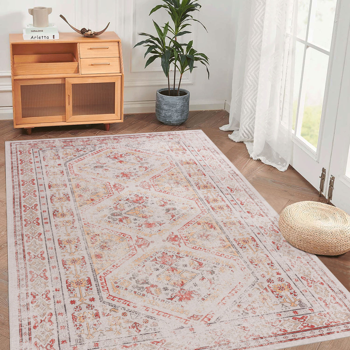 Maval - 8' X 10' Washable Area Rug - Beige