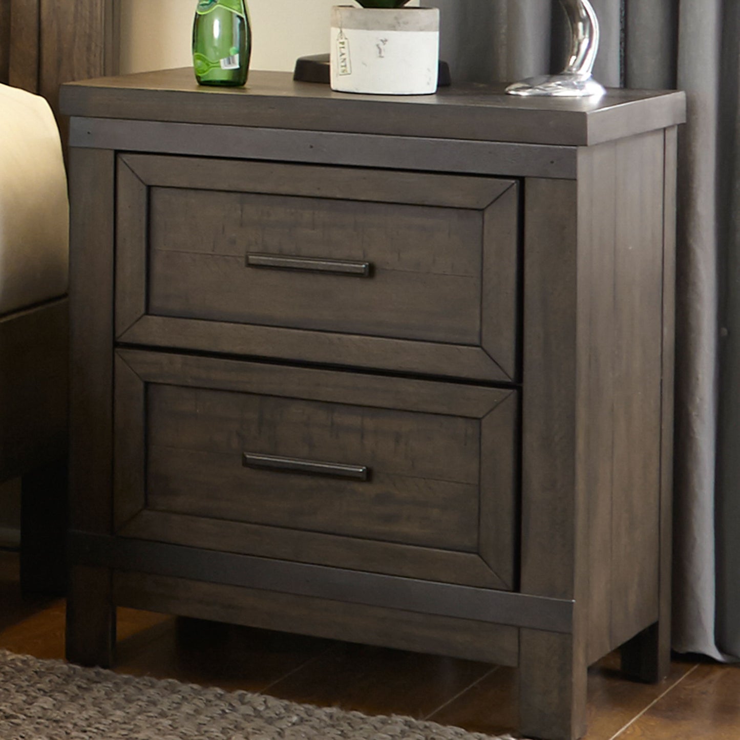 Thornwood Hills - 2 Drawer Nightstand - Rock Beaten Brown