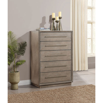 Prescott - 5 Drawer Bedroom Chest With Mitered Trim - Taupe