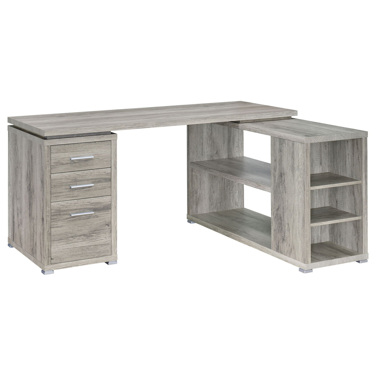Tona - L-Shape Computer Desk With 3 Drawers And 5 Shelves