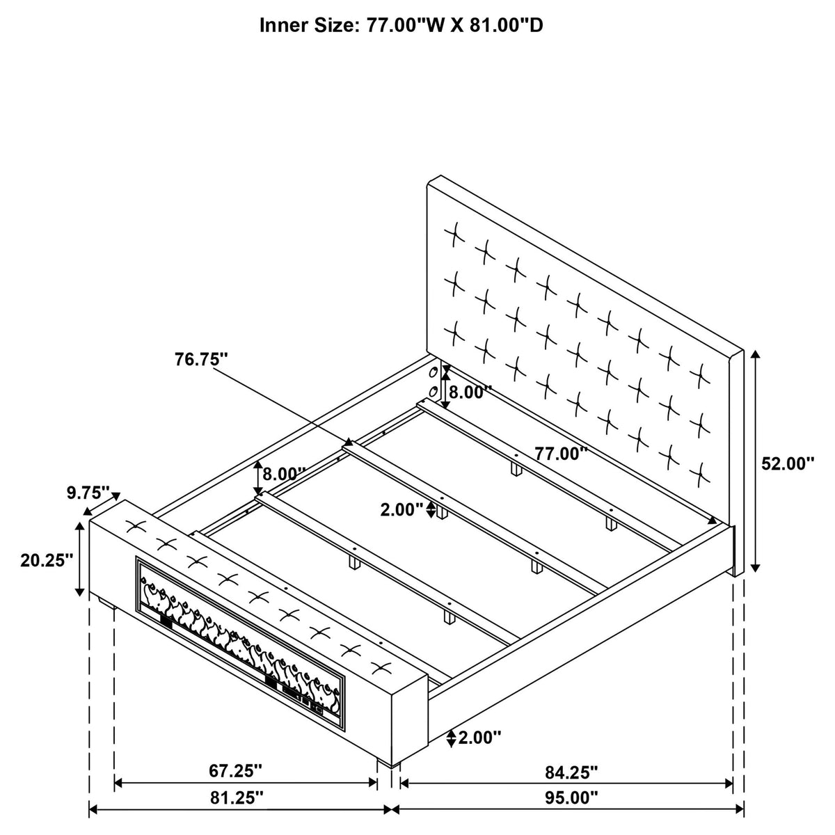 Crombie - Bed With Visual Flame Feature