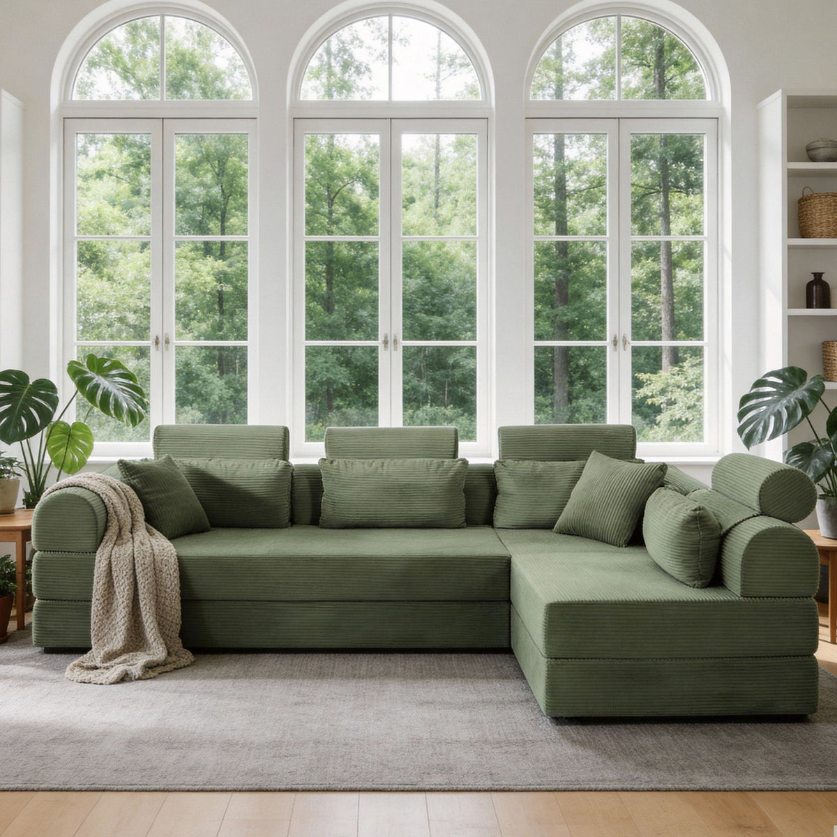 Modern L-Shape Modular Sectional Sofa, Compressed Design