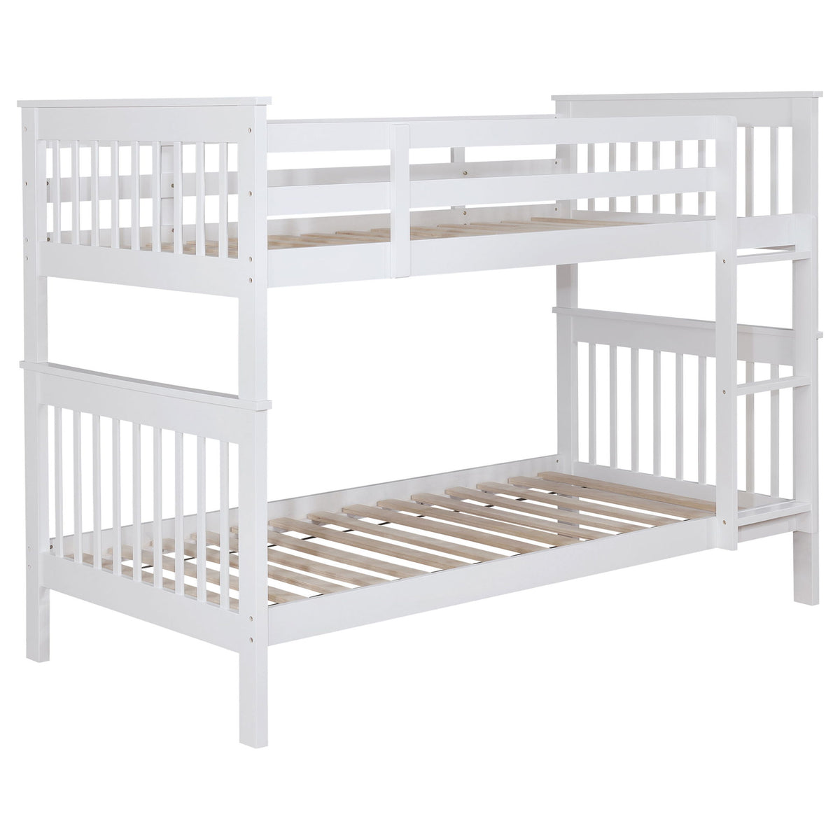 Madison - Twin Over Twin Bunk Bed With Slatted Design - White