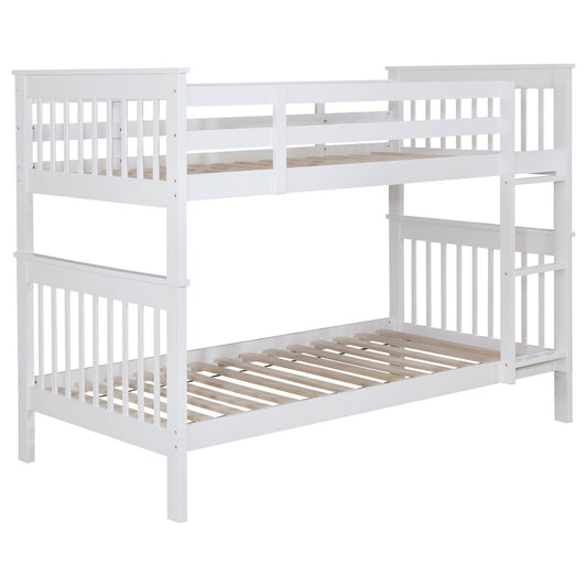Madison - Twin Over Twin Bunk Bed With Slatted Design - White