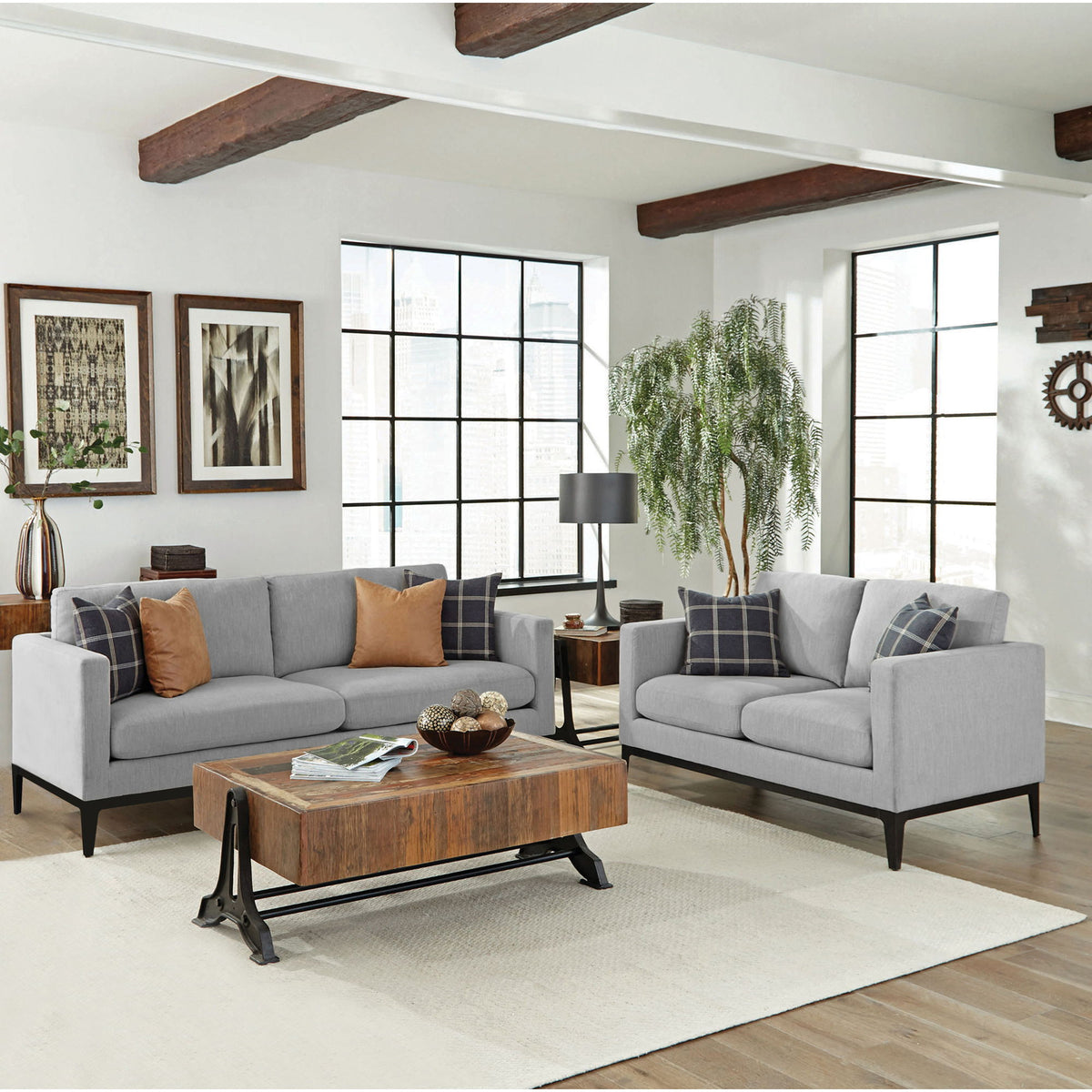 Montauk - 2 Piece Arms Living Room Set With Upholstered Seating - Light Gray