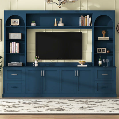 Arched Entertainment Center Wall Unit With Drawers, TV Stand