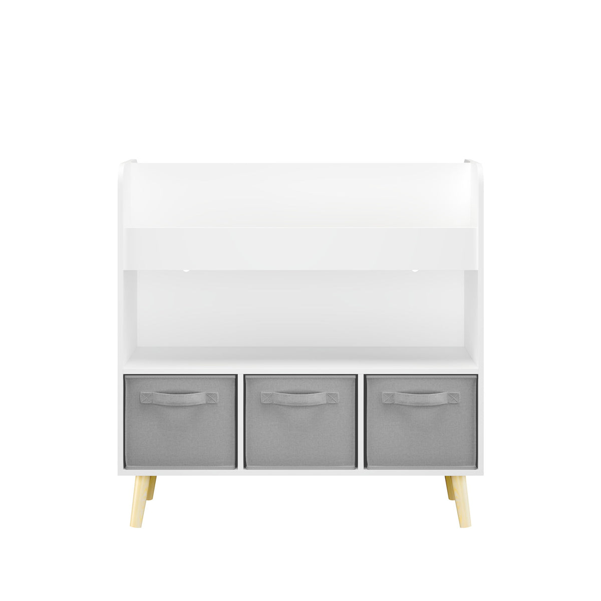 Bookshelf With 3 Bins, Storage Shelf For Toys And Books