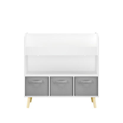 Bookshelf With 3 Bins, Storage Shelf For Toys And Books