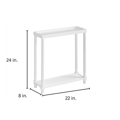 Narrow Side End Tables With Shelf (Set of 2)