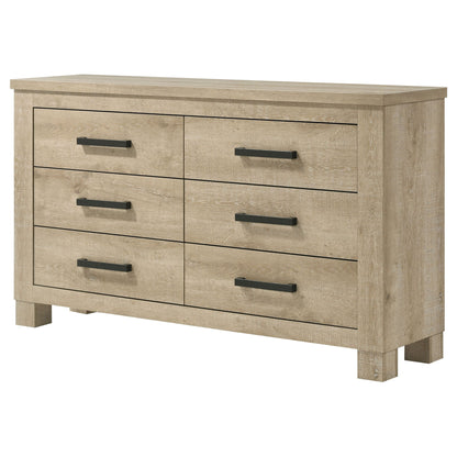 Sansome - 6 Drawer Bedroom Dresser With Pulls - Oak