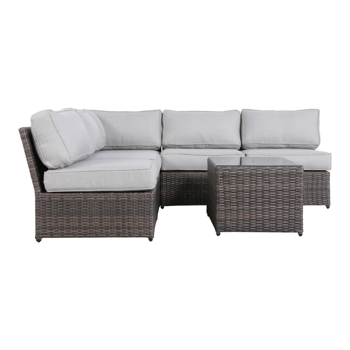 Comfortable Modern Patio Rattan Sectional Set With Cushions