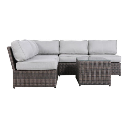 Comfortable Modern Patio Rattan Sectional Set With Cushions