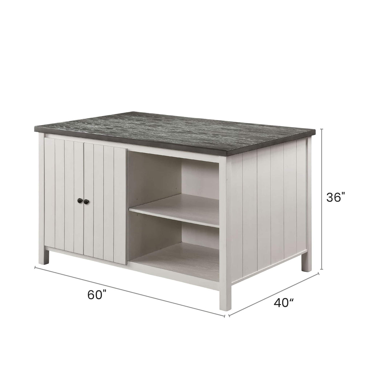 Counter Height Dining Table With Storage Cabinet Base - Dark Gray / Off White / Off White / Gray