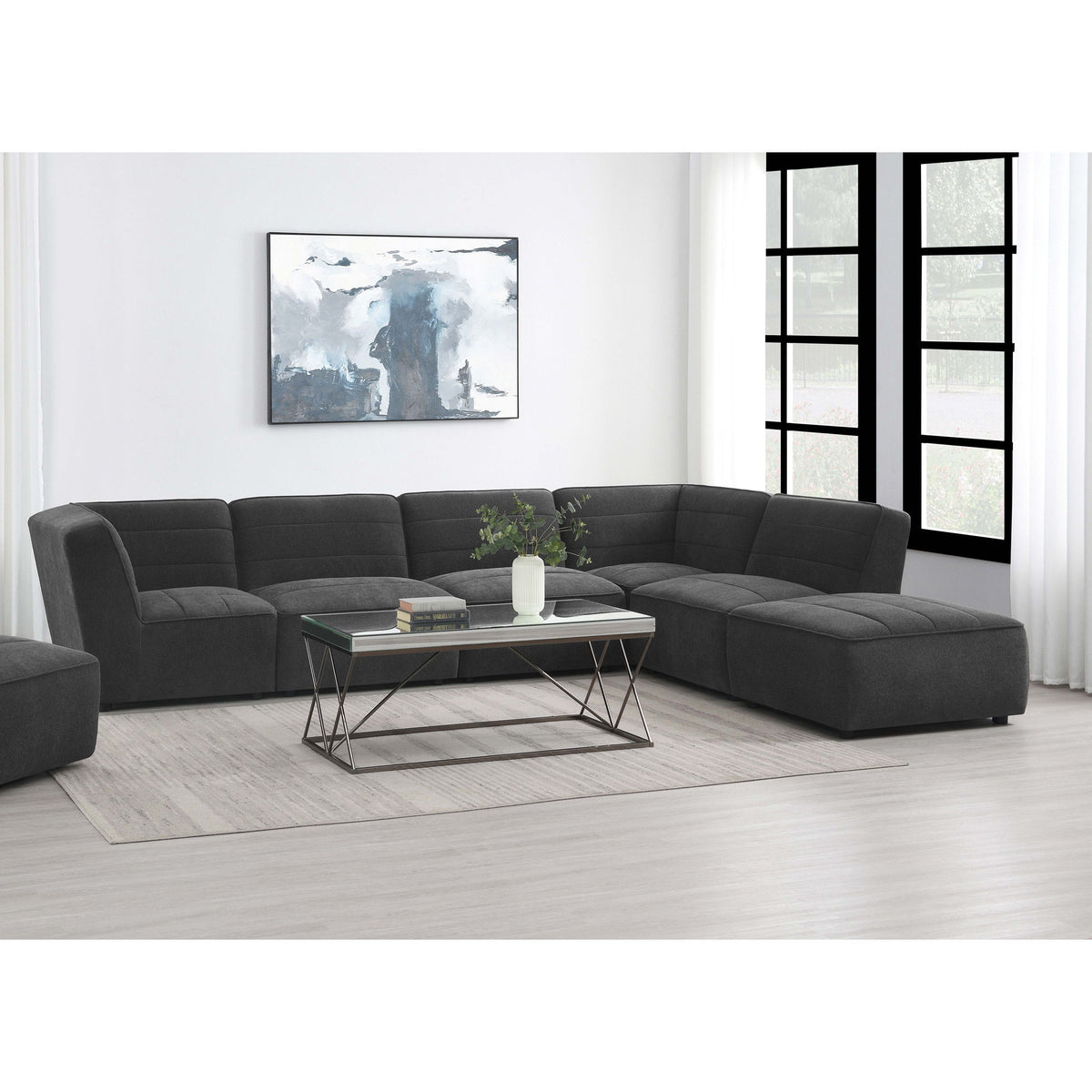 Vincent - 6 Piece Modular Sectional - Charcoal