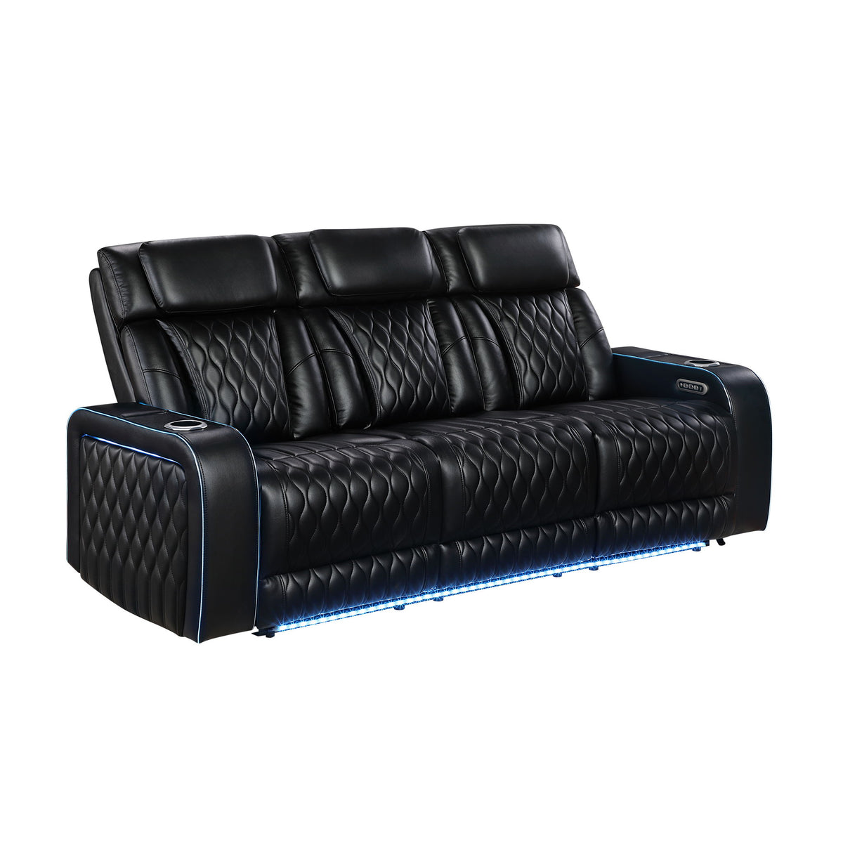 Electra - Power Reclining Sofa With Power Headrests, Drop Down Table, Reading Light, Massage, LED Lighting And USB Control