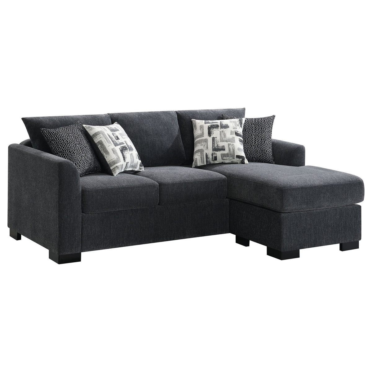 Pacheco - Upholstered Sleeper Sectional Chaise Sofa With Pocket Coils And Reversible Cushions - Dark Gray