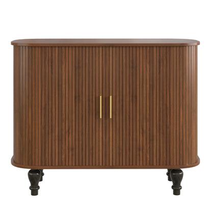 Fluted Liquor & Coffee Bar Cabinet With 6 Wine Racks And 3 Glass Holders
