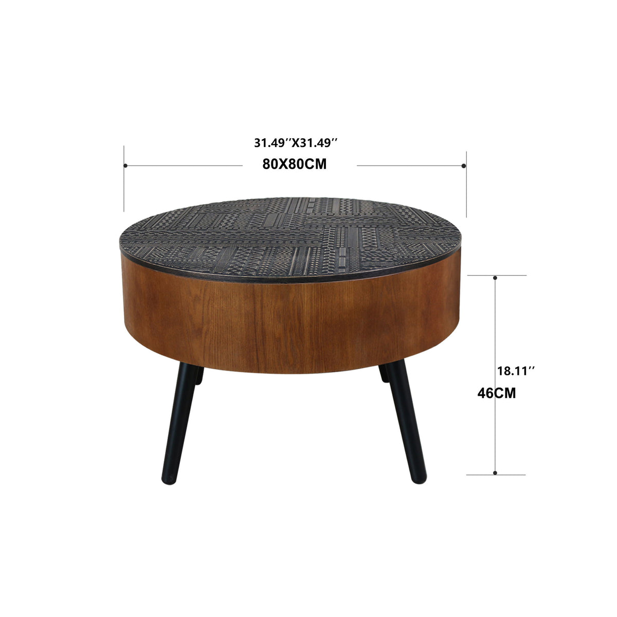 Round Coffee Table With Storage Function For Living Rooms