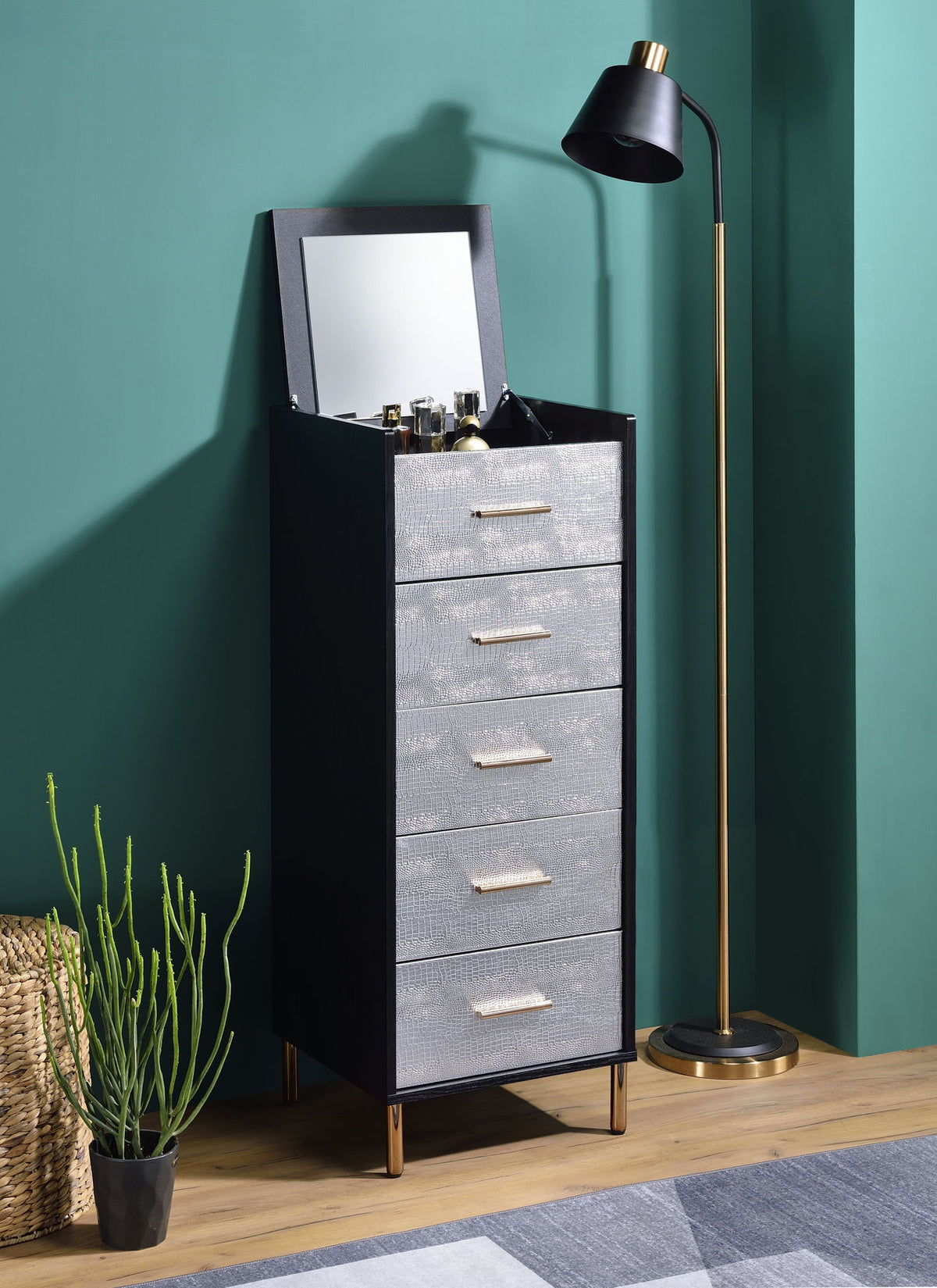 Myles - Jewelry Armoire - Black / Silver