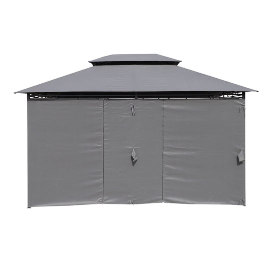 13 0 Ft Outdoor Patio Gazebo Canopy Tent With Ventilated Double Roof And Side Wall (Detachable Curtain Included On All Sides) Suitable For Lawn Garden Backyard And Deck - Gray