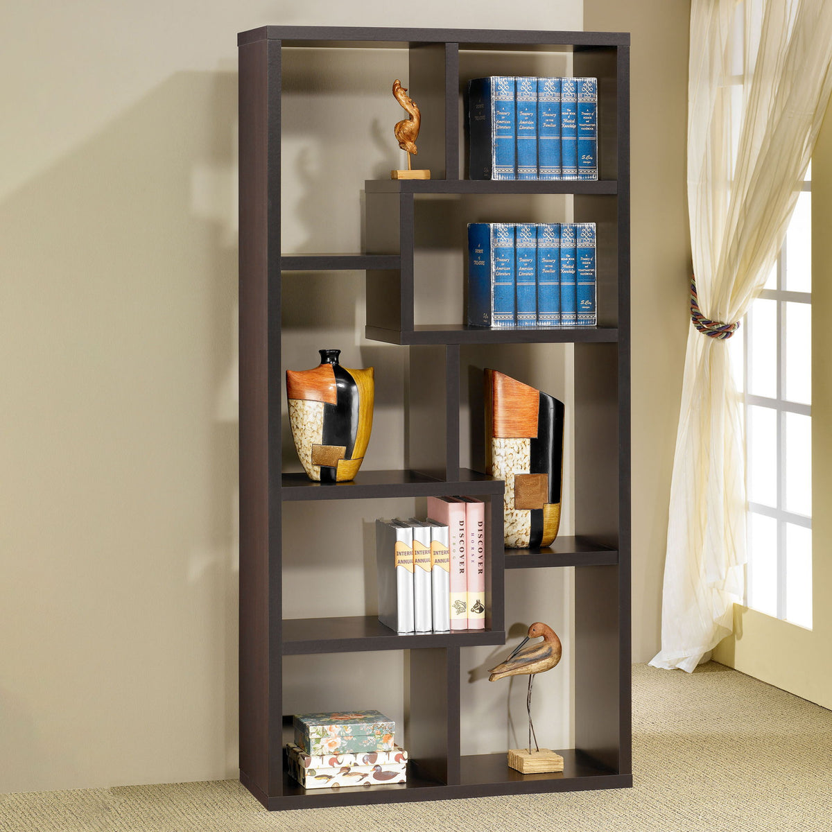 8 Shelf Geometric Bookcase