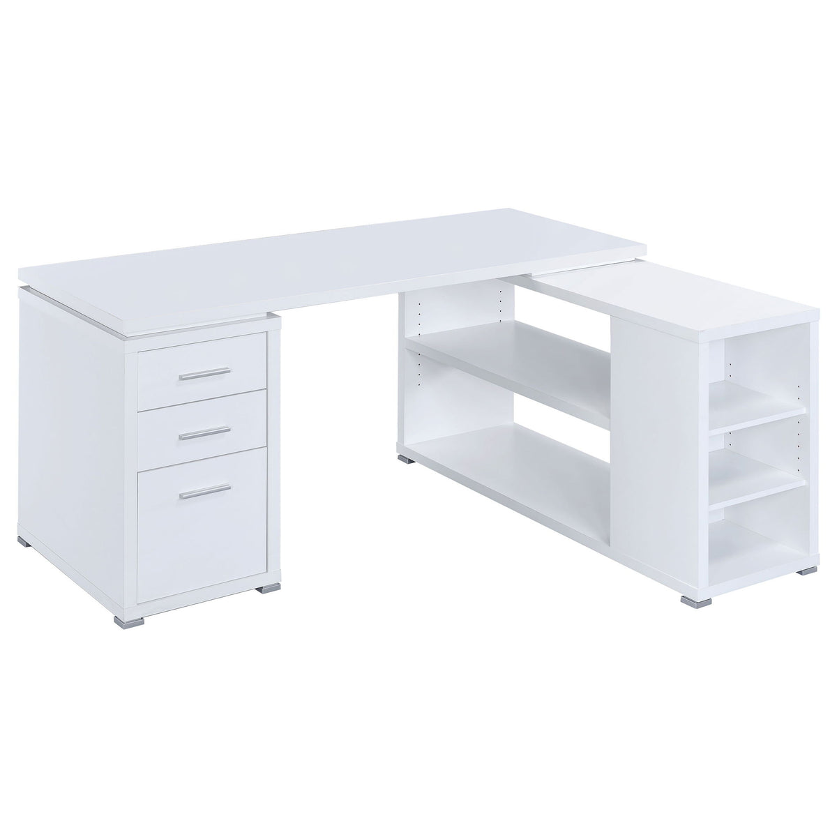 Tona - L-Shape Computer Desk With 3 Drawers And 5 Shelves