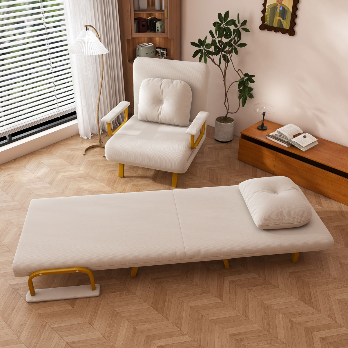 5 In 1 Folding Sofa Bed With 5 Position Adjustable Backrest