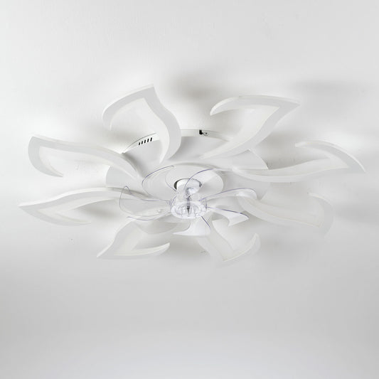 Flower Ceiling Fan With Remote Controlled LED Light, Flush Mount DC Motor Fan