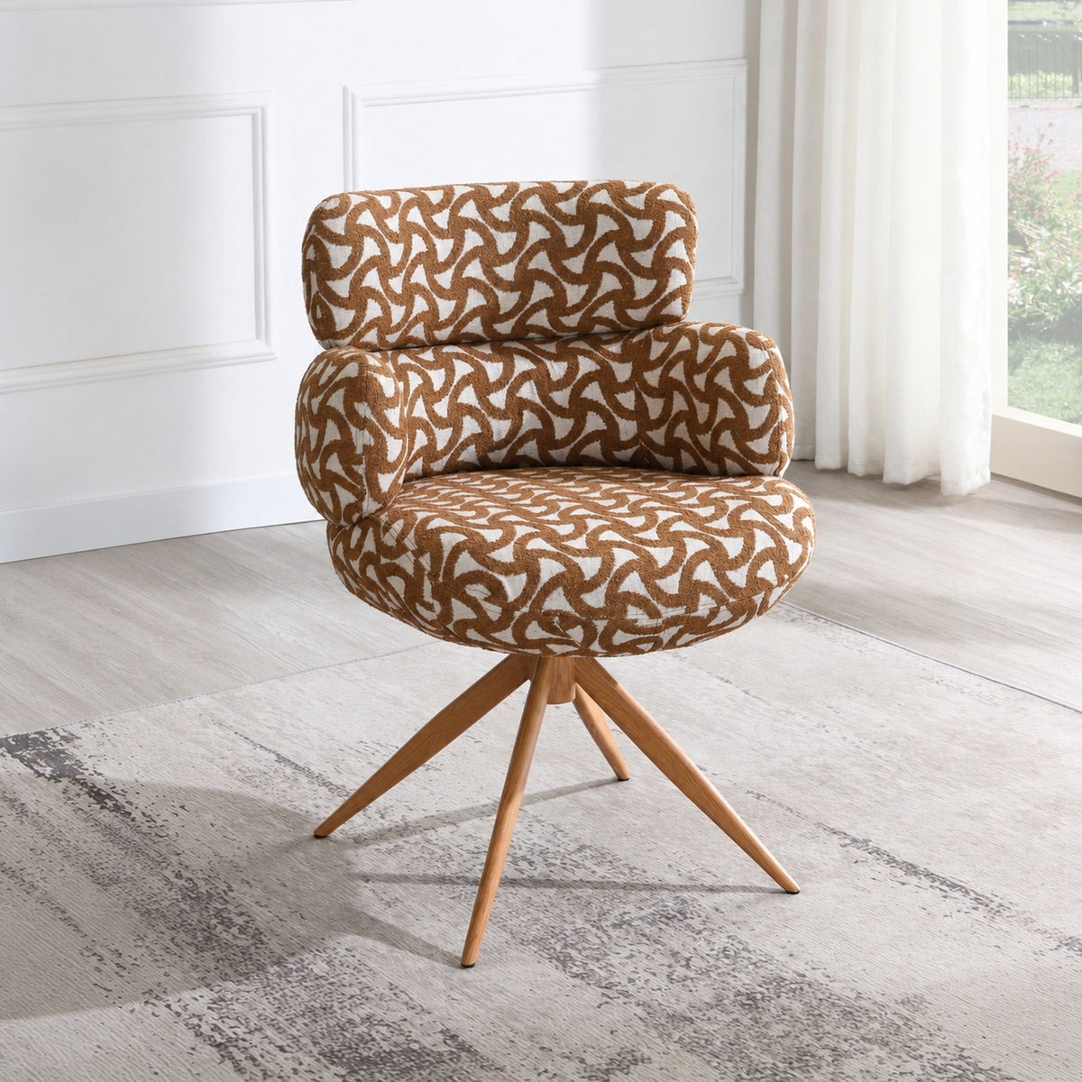 Lrna - Side Chair With Swivel - Brown / Natural